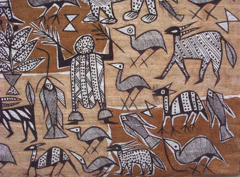 Peinture sur toile de Korhogo (détail).