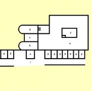 Plan du premier état des thermes. Croquis Marc Heilig